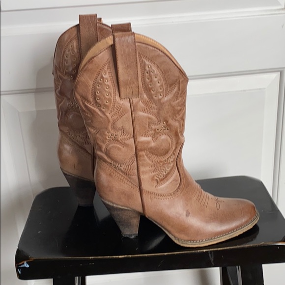 Faux Leather Cowgirl Boots - Picture 2 of 6